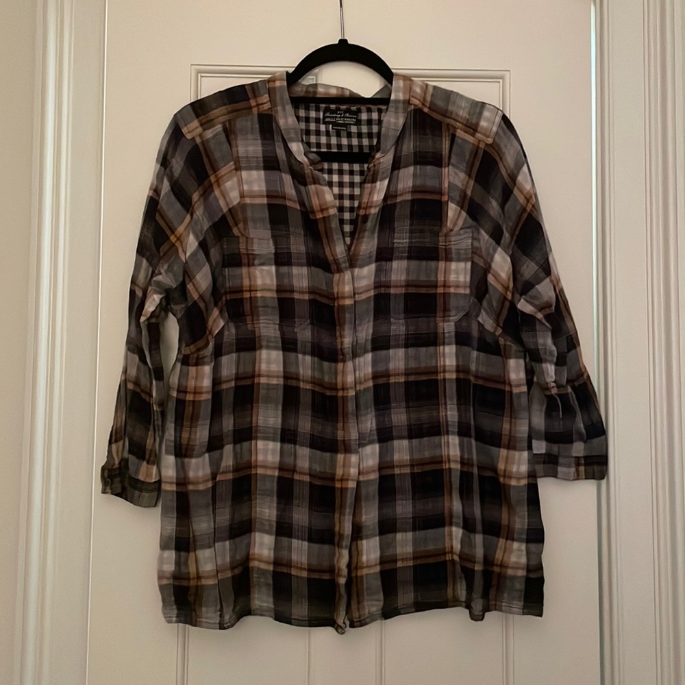 Broadway & Broome Shirtmakers plaid 3/4 sleeve shirt from Madewell Size M